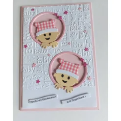 Glückwunschkarte, Geburtskarte, Karte zur Geburt/Taufe für Zwillinge