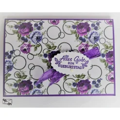 Glückwunschkarte Geburtstag  Floral Fliederfarben Karte Handgefertigt  Unikat