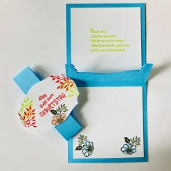 Glückwunschkarte Geburtstagskarte  Geldkarte  Gutscheinverpackung - Blau/Bunt Handarbeit Stampin Up