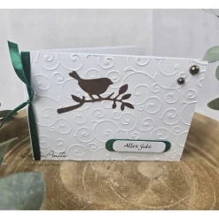 Glückwunschkarte Geburtstag - Männerkarte - Vögelchen - weiß-braun-grün