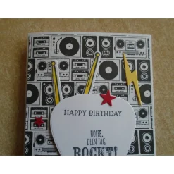 Glückwunschkarte Geburtstagskarte Grußkarte  Musiker Musik TrommelStöcke