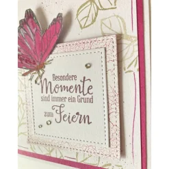 Glückwunschkarte Geburtstagskarte mit Schmetterling Handarbeit Handgefertigt Pink, Braun Karte UNIKAT