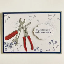 Glückwunschkarte Geburtstagskarte Vatertag Grußkarte 3D Handwerker Handgefertigt Werkzeug
