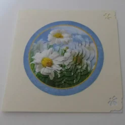 Glückwunschkarte Geburtstag 3D Sommerblumen Margeriten – handgefertigte Unikat-Klappkarte 12,5x12,5 cm