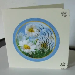 Glückwunschkarte Geburtstag 3D Sommerblumen Margeriten – handgefertigte Unikat-Klappkarte 12,5x12,5 cm