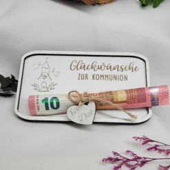 Glückwunschkarte Geldkarte Kommunion Geschenkkarte Holzkarte