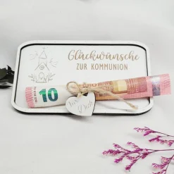 Glückwunschkarte Geldkarte Kommunion Geschenkkarte Holzkarte
