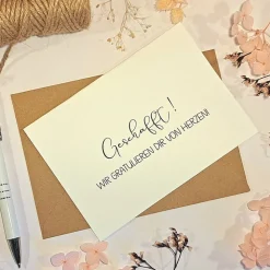 Glückwunschkarte Geschafft! – Edle Abschlusskarte für Abitur, Führerschein, Studium oder Ausbildung mit Umschlag