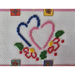 Glückwunschkarte, Gestickte Grußkarte, Klappkarte, Handarbeit