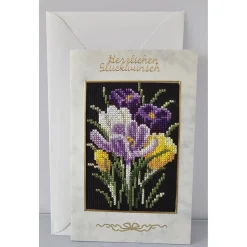 Glückwunschkarte, Gestickte Grußkarte, Geburtstagskarte, Klappkarte, Handarbeit