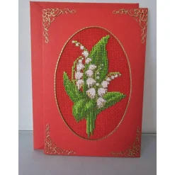 Glückwunschkarte, Gestickte Grußkarte, Klappkarte, Handarbeit