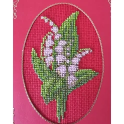 Glückwunschkarte, Gestickte Grußkarte, Klappkarte, Handarbeit