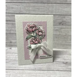 Glückwunschkarte Grußkarte Geburtstagskarte „kleiner Gruß“ Pfingstrosen Blumen Floral Handmade Stampin‘ Up!