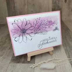 Glückwunschkarte Herzlichen Glückwunsch metallic Aquarell