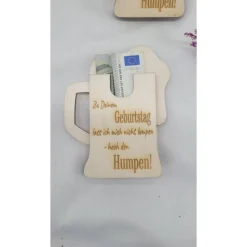 Glückwunschkarte Holz Karte Geldgeschenk witzig Geburtstag Happy Birthday Geldkarte