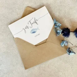 Glückwunschkarte Klappkarte LUAN TAUFE + Briefumschlag personalisiert
