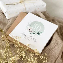 Glückwunschkarte Klappkarte QUADRAT EDITA 18 - 30 - 40 -50 - 60 Geburtstag personalisiert + Briefumschlag