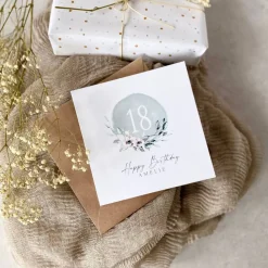 Glückwunschkarte Klappkarte QUADRAT EDITA 18 - 30 - 40 -50 - 60 Geburtstag personalisiert + Briefumschlag