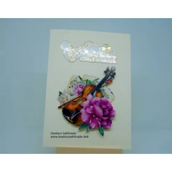 Glückwunschkarte mit Geige in 3-D-Optik