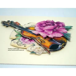 Glückwunschkarte mit Geige in 3-D-Optik