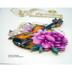 Glückwunschkarte mit Geige in 3-D-Optik