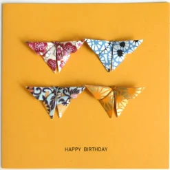 Glückwunschkarte mit Origami Schmetterlinge