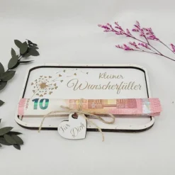 Glückwunschkarte Wunscherfüller Geldkarte Holz Geld Karte Holkarte Geschenkkarte Geschenk  FLoral Weihnachten Geburtstag