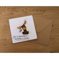 Glückwunschkarte zu Weihnachten - Zum Weihnachtsfest die besten Wünsche mit Elch