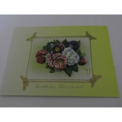 Glückwunschkarte zum 70. Geburtstag mit 3-D-Motiv Sommerblumen – Handgemachte Karte, Unikat im Briefformat