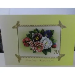 Glückwunschkarte zum 70. Geburtstag mit 3-D-Motiv Sommerblumen – Handgemachte Karte, Unikat im Briefformat