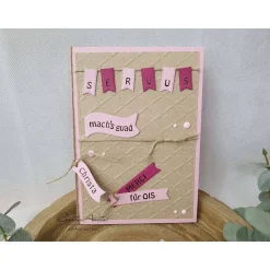 Glückwunschkarte zum Abschied - Ruhestand in Natur-Beere-Altrosa Groß