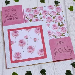 Glückwunschkarte  zum Geburtstag mit Rosen