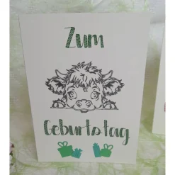 Glückwunschkarte zum Geburtstag - die kleine Kuh gratuliert