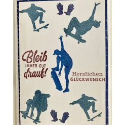 Glückwunschkarte zum Geburtstag für Skatboarding Trendsport Handarbeit