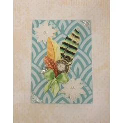 Glückwunschkarte zum Geburtstag, Feder, Brosche, Geburtstagskarte