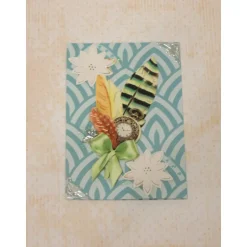 Glückwunschkarte zum Geburtstag, Feder, Brosche, Geburtstagskarte