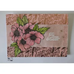 Glückwunschkarte zum Hochzeitstag Valentinstag mit Grusstext und Blumen Handgefertigt