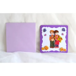 Glückwunschkarte zum Schulanfang Junge und Mädchen, lila-flieder (3)