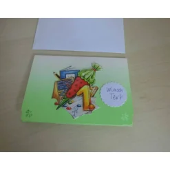 Glückwunschkarte zum Schulanfang mit 3-D-Motiv Schultüte – Unikat, handgemacht, 10,5 x 15,5 cm
