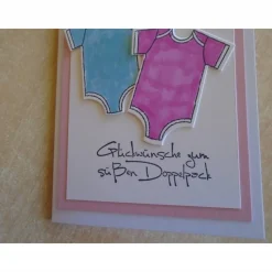 Glückwunschkarte zur Geburt Taufe Zwillinge Mädchen und Jungen Body Geburtskarte Babykarte Glückwunsch