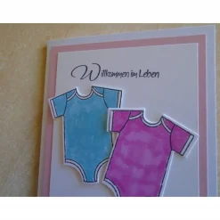 Glückwunschkarte zur Geburt Taufe Zwillinge Mädchen und Jungen Body Geburtskarte Babykarte Glückwunsch