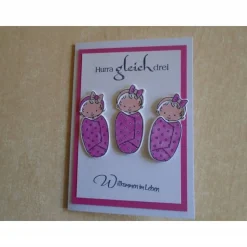 Glückwunschkarte zur Geburt Drillinge Jungen Mädchen Geburtskarte Babykarte nach Wahl Glückwunsch