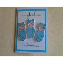 Glückwunschkarte zur Geburt Drillinge Jungen Mädchen Geburtskarte Babykarte nach Wahl Glückwunsch