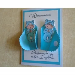 Glückwunschkarte zur Geburt Taufe Zwillinge Jungen Geburtskarte Babykarte Glückwunsch Grußkarte Glückwünsche