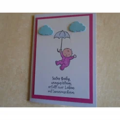 Glückwunschkarte zur Geburt Taufe Mädchen Babykarte Geburtskarte