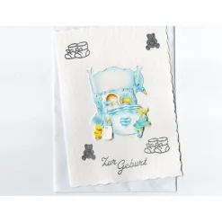 Glückwunschkarte zur Geburt Junge – Einzigartige 3D-Grußkarte Baby ist da – Unikat 12 x 17 cm
