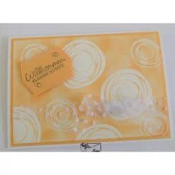 Glückwunschkarte zur Geburt/Taufe eines Mädchen, Weiß/ Pfirsichfarben, Handarbeit