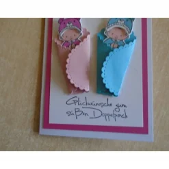 Glückwunschkarte zur Geburt Taufe Zwillinge Mädchen und Jungen Geburtskarte Babykarte Glückwunsch Grußkarte