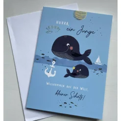 Glückwunschkarte zur Geburt, Versand direkt an die Beschenkten mit Ihrem Wunschtext, Lieferadresse