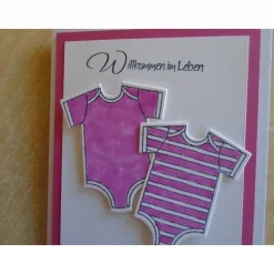 Glückwunschkarte zur Geburt Taufe Zwillinge Mädchen Body Geburtskarte Babykarte Glückwunsch Grußkarte